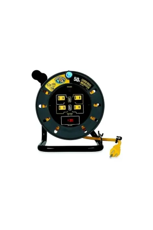 Top Pick Camco 55291 Power Grip Extension Cord Reel With USB Charging Ports, 50'