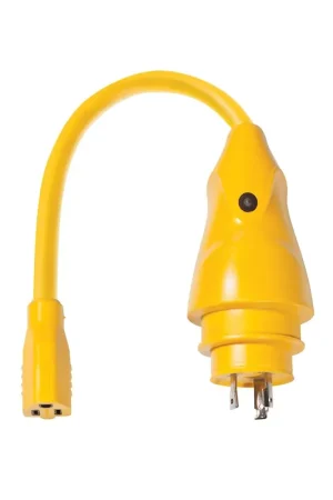 Best Price Marinco P30-15 EEL Pigtail Adapter Dock Side Male 30A 125V Locking to Boat Side Female 15A 125V Straight Blade