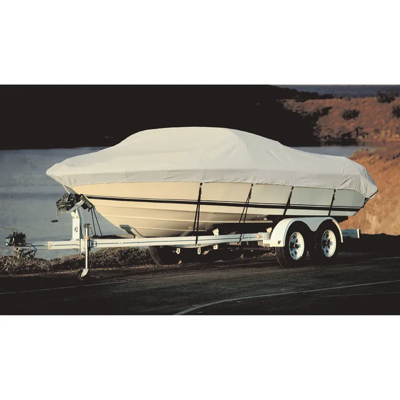 Shop Now Taylor 70192 BoatGuard Universal Fit Trailerable Boat Cover w/Storage Bag and Tie-Downs, V-Hull Runabout Bow Rider Boats, 21'-23'