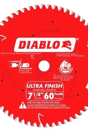Diablo D0760X Circular Saw Blade, 7-1/4 in Dia, 5/8 in Arbor, 60-Teeth, TiCo Cutting Edge In Demand