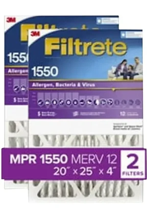 Buy Direct Filtrete NDP03-4-2PK-1E Deep Pleated Air Filter, 25 in L, 20 in W, 1550 MPR