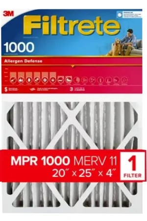 Fan Favorite Filtrete NADP03-4IN-4 Air Filter, Slim Fit, 4 in Thick, 25 in L, 20 in W, 11 MERV, 1000 MPR, 4/PK, Pack of 4