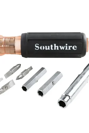 Best Price Southwire 59723940 12-in-1 Multi-Bit Screwdriver, Rubber Handle, Cushion Grip Handle