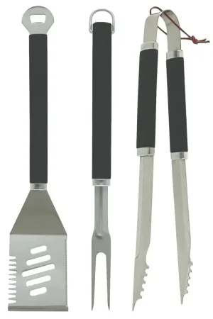 Best Choice Mr. BAR-B-Q 02465YNST Tool Set, Stainless Steel, Plastic Handle, Comfort Grip Handle