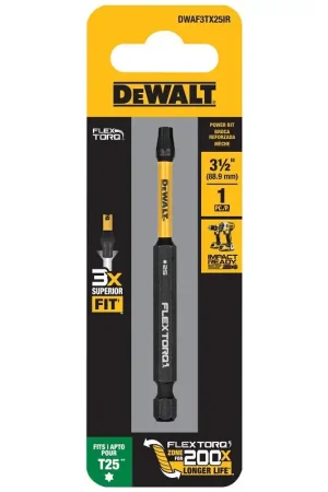 DEWALT DWAF3TX25IR Driver Bit, TX25 Drive, Torx Drive, 1/4 in Shank, Hex Shank, 3-1/2 in L, HSS Reduced Price