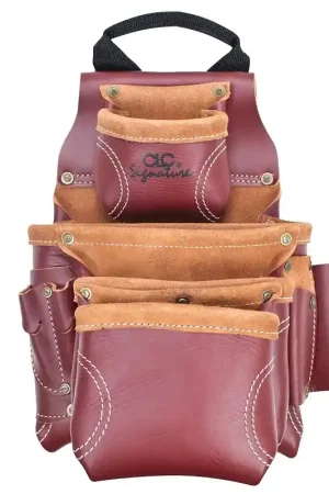 Grab Now Custom Leathercraft Signature Elite 21687 Tool Bag, 9-Pocket, Leather, Brown