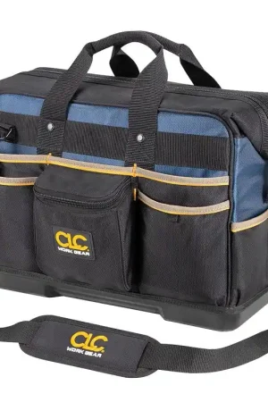 Fast Shipping CLC TOOL WORKS PB1553 Molded-Base Contractor's Closed Top Tool Bag, 19 in W, 9 in D, 16 in H, 29-Pocket, Polyester
