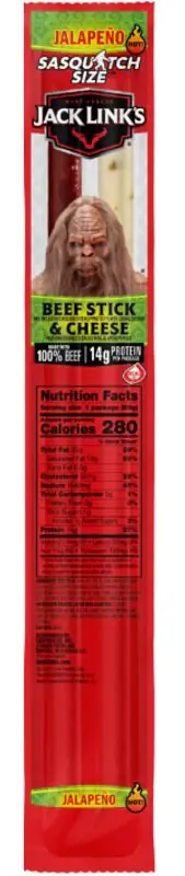 Secure Checkout Jack Link's 10000039595 Beef and Cheese Stick Combo, Jalapeno, 2.45 oz, Pack of 12