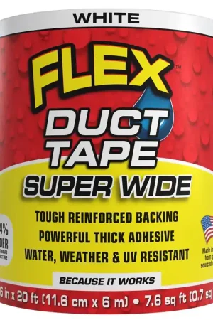 Flex Seal Super Wide DTWHTR4620 Duct Tape, 20 ft L, 4.6 in W, White Today Only