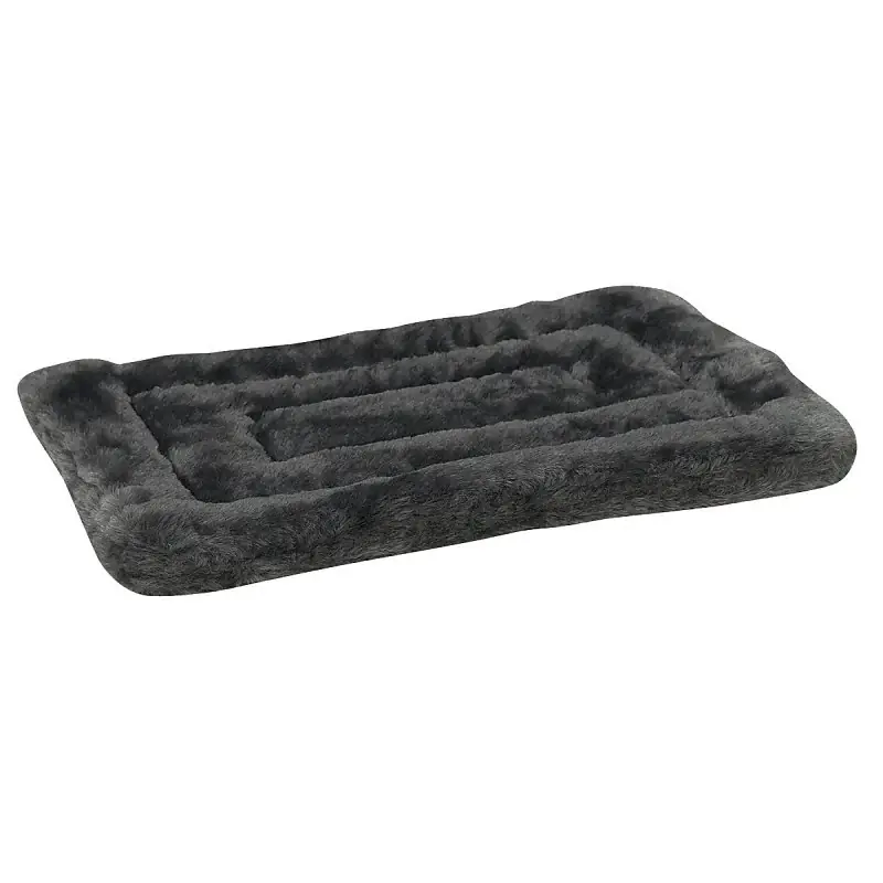 Deal Slumber Pet ZW941 26 17 Plush Dog Mat, 26 in L, 17 in W, Plush Fur/Polyfiber Cover, Gray