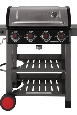 Don't Miss Out Coleman Cookout CO-400BBQ Barbecue Grill, 36,000 Btu/hr, 4-Burner, 637 sq-in Primary Cooking Surface