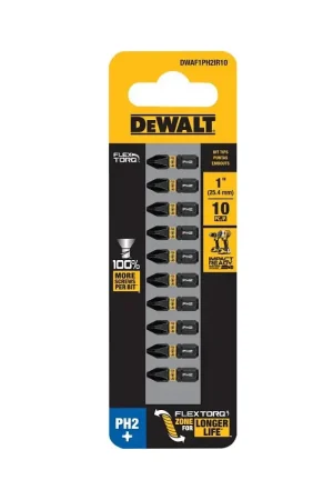 DEWALT DWAF1PH2IR10 Impact Driver Bit, #2 Drive, Phillips Drive, 1/4 in Shank, Hex Shank, 1 in L, Steel Flash Sale