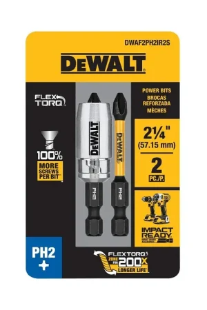 Buy Direct DEWALT FlexTorq, IMPACT READY Series DWA2PH2IR2S Screwdriver Bit, #2 Drive, Phillips Drive, 1/4 in Shank, Hex Shank, HSS