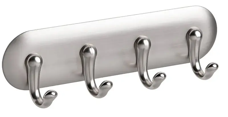 Super Sale iDESIGN 54470 Key Rack, 4-Key Hook, Stainless Steel, Silver, Brushed, 7 in L, Pack of 4