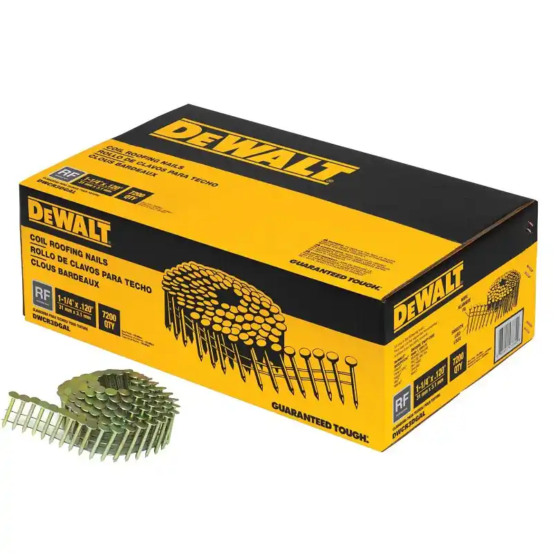 DEWALT DWCR3DGAL Coil Roofing Nail, 1-1/4 in L, Wide Head, 0.12 ga, Steel Secure Checkout