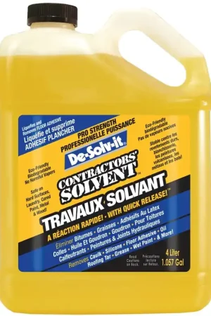 Top Pick De-Solv-it 11849 Contractor Solvent, 1 gal, Liquid, Citrus, Clear/Orange, Pack of 4