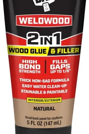 Weldwood 7079800484 2-in-1 Wood Glue and Filler, Solid, Slight, Natural, 5 oz Tube Top Rated