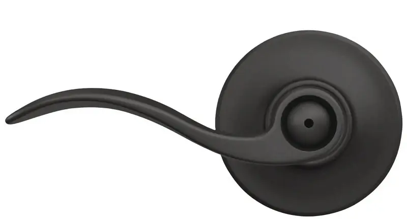 Get Yours Schlage Accent Series F40GACC622 Privacy Bed/Bath Door Handle, Lever Handle, Matte Black, Metal, Pushbutton