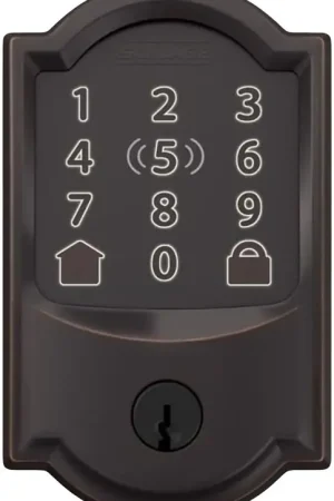 Crafted Schlage Encode Plus BE499WBV CAM 716 Smart Wi-Fi Deadbolt With Camelot Trim, 1 Grade, Aged Bronze, C Keyway