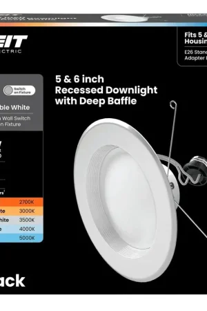 Top Rated Feit Electric LEDR56B6WYCA Recessed Downlight, 10.2 W, 120 V, LED Lamp, White