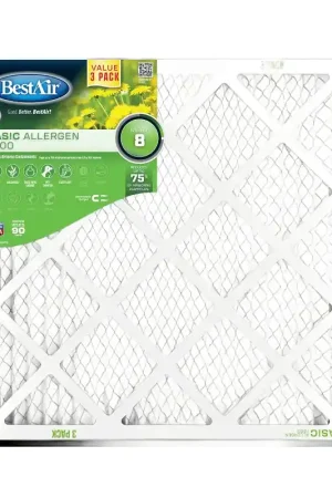 New Arrival BestAir B1-2020-8-3VP4 Air Filter, 20 in L, 20 in W, 8 MERV, Pack of 4