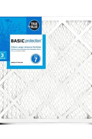 True Blue 220201 Air Filter, Pleated, 1 in Thick, 20 in L, 20 in W, 7 MERV, Cardboard Frame, Pack of 12 Must Have