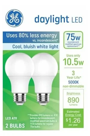 Final Sale GE Basic Series 93131944 Light Bulb, 120 V, 10.5 W, LED Lamp, 890 Lumens, 5000 K Color Temp