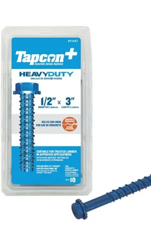 Get Yours Tapcon+ 11447 Heavy-Duty Anchor, 1/2 in Dia, 3 in L, Steel