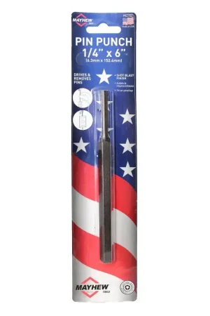 Luxury Mayhew 42702 Long Pin Punch, 1/4 in Tip, 6 in L, Hex Shank