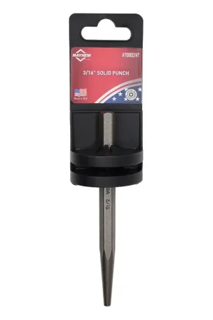 Buy Today Mayhew 70002HT Solid Punch with Hand Tag, 3/16 in Tip, 5 in L, 3/8 in Dia Shank, Hex Shank