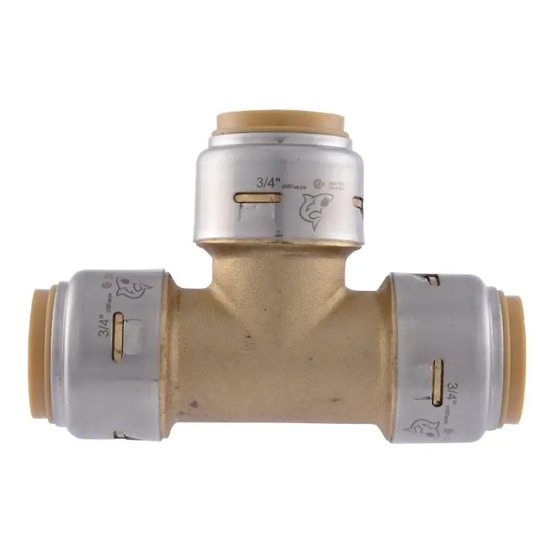 Special Discount SharkBite Max Series UR370A Pipe Tee, 3/4 in, Push-To-Connect, Brass, 250 psi Pressure