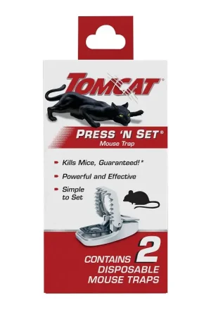 Shop Now Tomcat Press 'N Set 3610110 Mouse Trap, 4.37 in L, 1.91 in W, 3.29 in H, Snap Door, Spring Locking