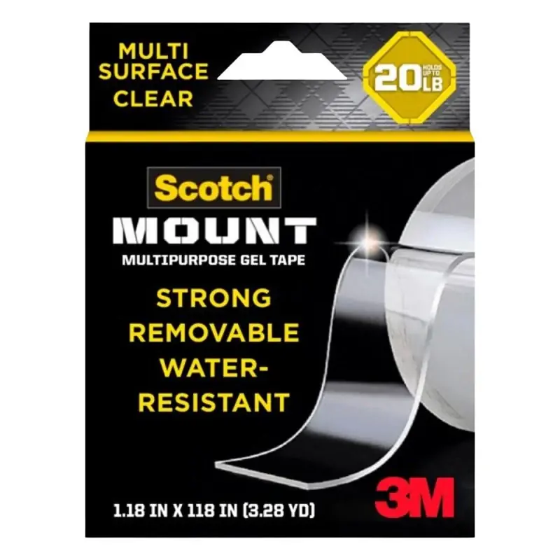 Best Price Scotch-Mount 420-3M-1ES Multi-Purpose Tape, 118 in L, 1.18 in W, Gel Backing, Clear