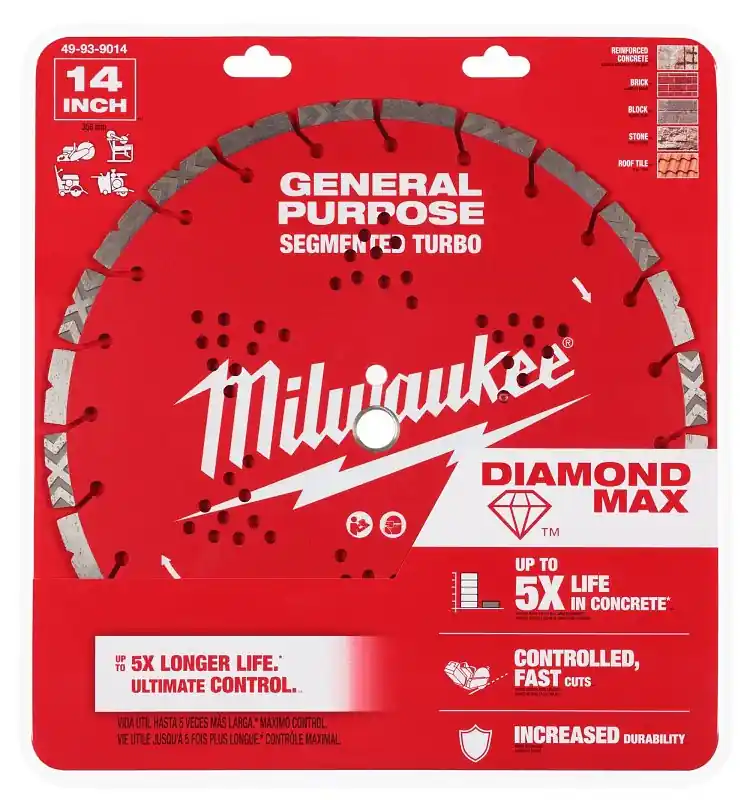Big Sale Milwaukee DIAMOND MAX 49-93-9014 Turbo General-Purpose Saw Blade, 14 in Dia, 1 in-20 mm Arbor, Segmented Rim