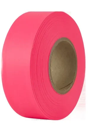 Luxury IPG 6881 Flagging Ribbon, 50 yd L, 1-3/16 in W, Pink, PVC