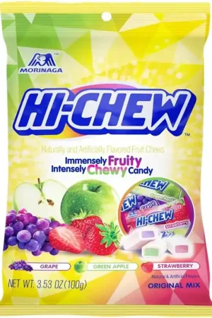 Hi-Chew 633659 Original Mix Chewy Candy, Grape, Green Apple, Strawberry, 3.53 oz Bag, Pack of 6 New Arrival