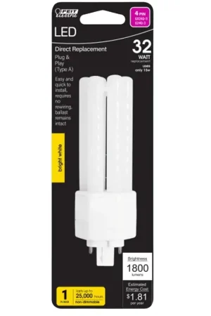 Deal Feit Electric BPPLT32E835LEDG2HDRP LED Bulb, Triple Tube, PL Lamp, GX24Q-3 Lamp Base, Non-Dimmable, Bright White