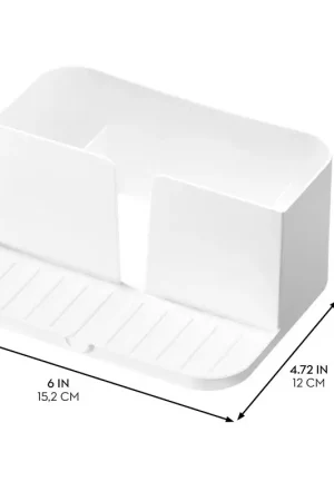 iDESIGN 23038 Sink Caddy, 15.2 cm L, 12 cm W, 7.3 cm H, Polypropylene, White, Pack of 4 Premium