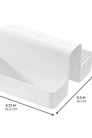 Clearance iDESIGN 23039 Sink Caddy Saddle, 5-1/2 in L, 5.72 in W, 3.56 in H, Polypropylene, White, 2-Compartment, Pack of 4