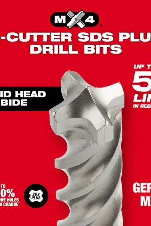 Milwaukee MX4 48-20-7236 Drill Bit, 7/8 in Dia, 18 in OAL, 4-Cutter, Variable Flute, 4-Flute, 13/32 in Dia Shank Today Only