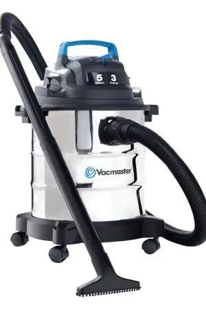 Instant Buy Vacmaster VOC507S Wet/Dry Vacuum, 5 gal Vacuum, 65 cfm Air, Cloth, Foam Filter, 3 hp, 120 V, Silver