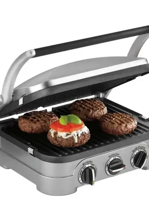 Cuisinart GR-4NNAS Indoor Griddle and Panini Press, 9 in W Cooking Surface, 11 in D Cooking Surface, 1500 W, 120 V Price Cut