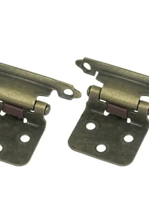 Top Pick Laurey 28705 Cabinet Hinge, Steel, Antique Brass, Self Close, Flush Mounting