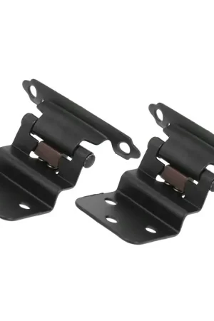 Big Sale Laurey 28620 Hinge, 2-3/4 in L x 1-1/2 in W x 1/4 in H, Metal, Matte Black, 3-Hole, 3/8 in Inset, Self Close