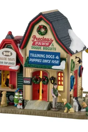 Lemax 45275 Christmas Decor, 6.69 in H, Precious Paws and Doggie Biscuits, Porcelain, LED, Pack of 4 Last Chance