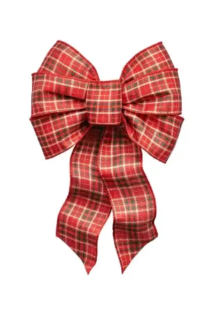 Luxury Holidaytrims 6158 Wired Bow, 14 in H, Plaid, Cloth, Green/Gold/Red/White, Pack of 12