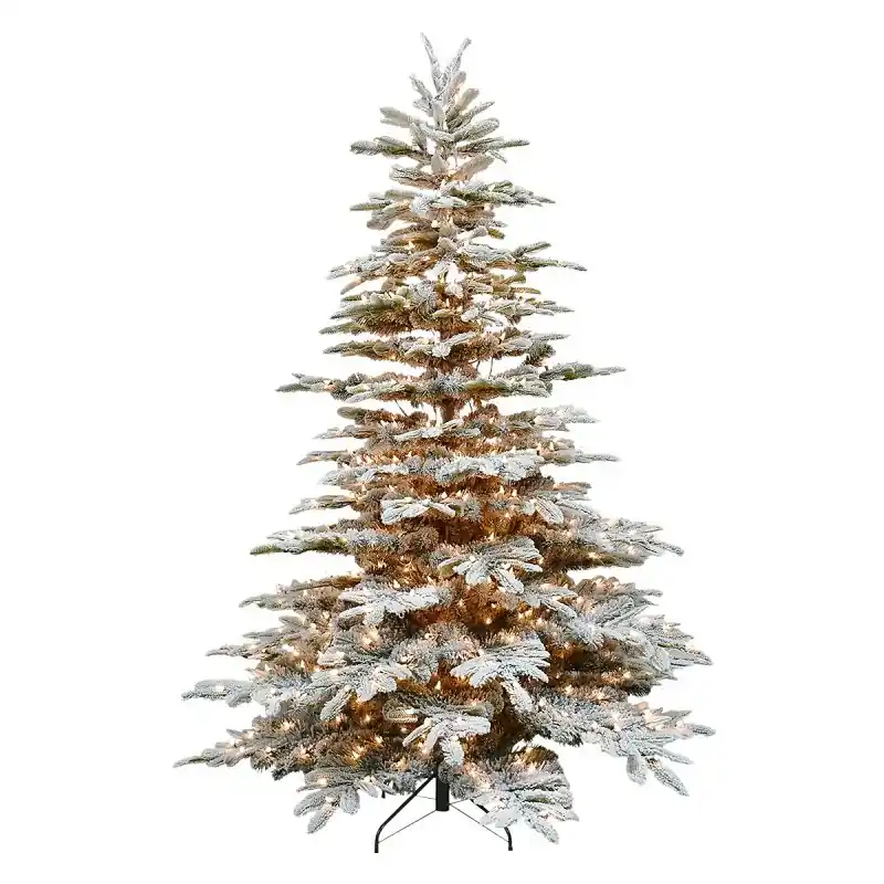 Grab Now Puleo Asia Limited FK-APGF-75C7 Alaskan Flocked Tree, 7-1/2 ft H, Fir Family, Plug-In, Incandescent, Clear Light