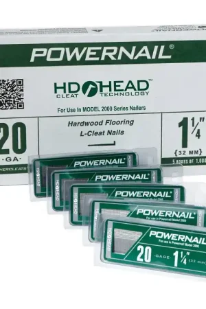Low Price Powernail PowerCleats L125205 Floor Cleat, 1-1/4 in L, 20 ga, Carbon Steel, L-Shaped Head, Pack of 5