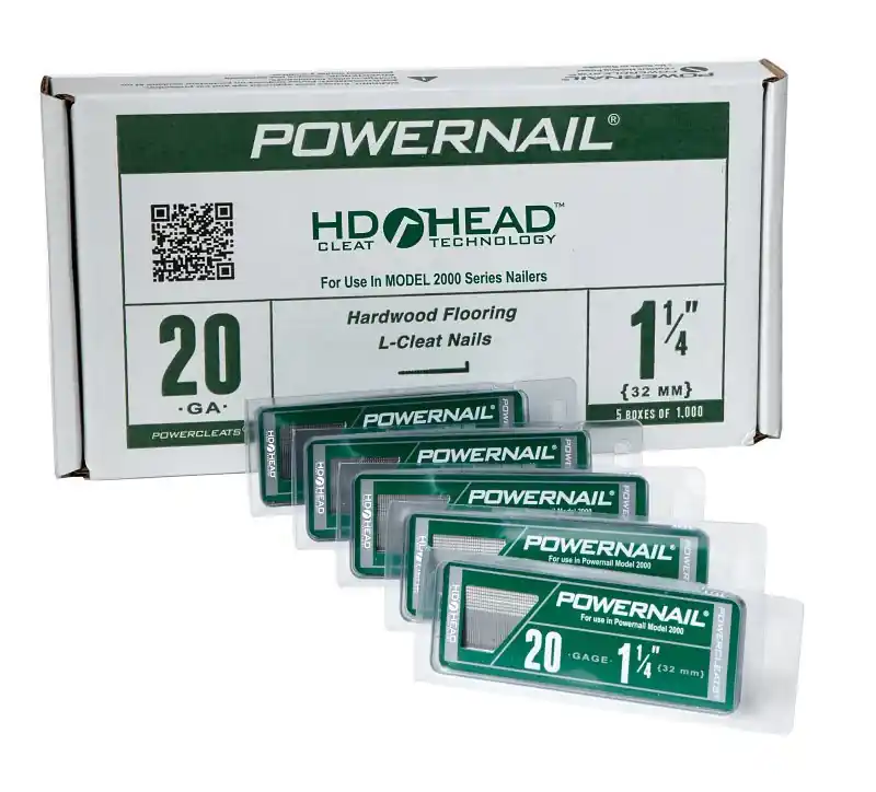 Low Price Powernail PowerCleats L125205 Floor Cleat, 1-1/4 in L, 20 ga, Carbon Steel, L-Shaped Head, Pack of 5