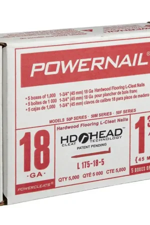 Special Discount Powernail PowerCleats L175185 Floor Cleat, 1-3/4 in L, 18 ga, Carbon Steel, L-Shaped Head, Pack of 5